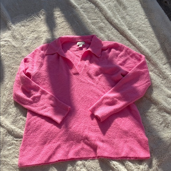 J.Crew Pink Collared Sweater Knit Top Size Small Pullover Long Sleeve Preppy - Picture 2 of 6